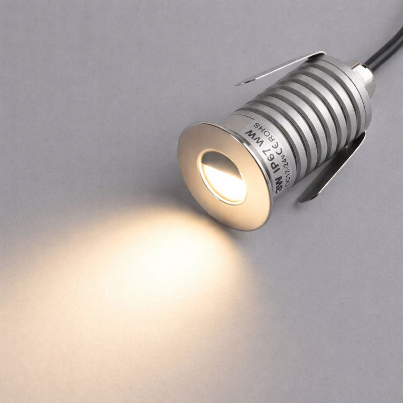 8er-Pack 1 W/3 W DC12–24 V IP67 LED-Stufenleuchte, Edelstahl, Bodeneinbau-LED-Leuchte mit blendfreier, halbmondförmiger, gebürsteter Linse