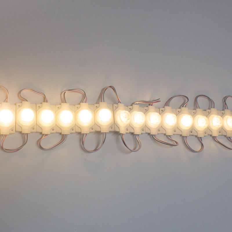 12V 1.5W LED Module with Lens, 20pcs/String, 150LM, IP65 Waterproof Sign Module for Light Box, Channel Letter, and Signage Backlighting – 6500K / 3000K / Red / Green / Blue / Yellow / Pink