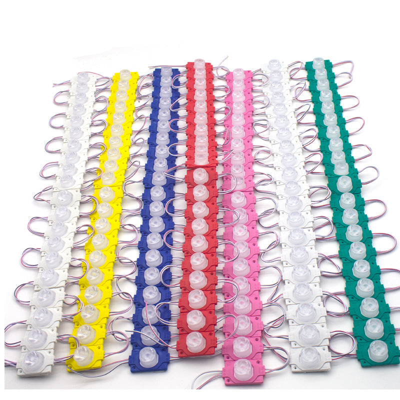 12V 1.5W LED Module with Lens, 20pcs/String, 150LM, IP65 Waterproof Sign Module for Light Box, Channel Letter, and Signage Backlighting – 6500K / 3000K / Red / Green / Blue / Yellow / Pink