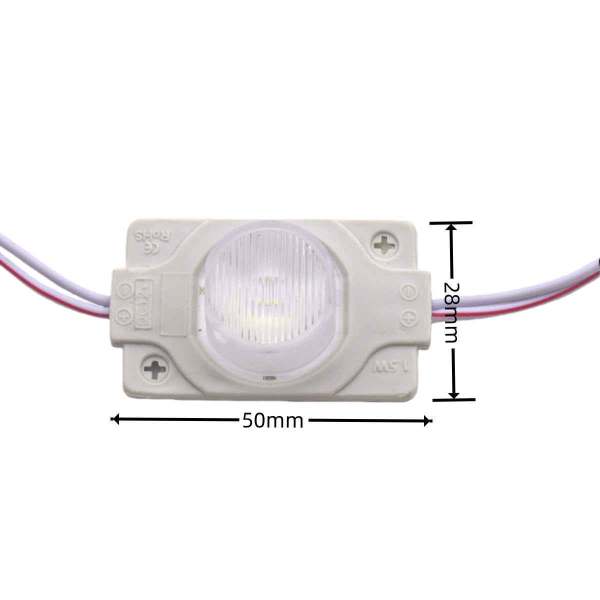 12V 1.5W LED Module with Lens, 20pcs/String, 150LM, IP65 Waterproof Sign Module for Light Box, Channel Letter, and Signage Backlighting – 6500K / 3000K / Red / Green / Blue / Yellow / Pink