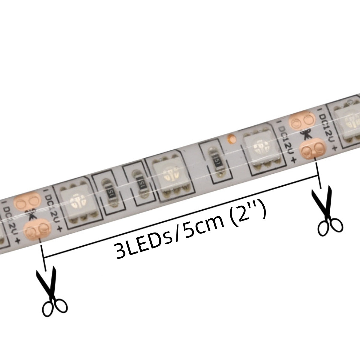 SMD5050 Red/Green/Blue/Yellow/Pink/Icy Blue LED Strip Light | Standard Brightness | 12V DC | 12W/m | 60 LEDs/m | 5m Roll | IP00 / IP65/IP67 Options