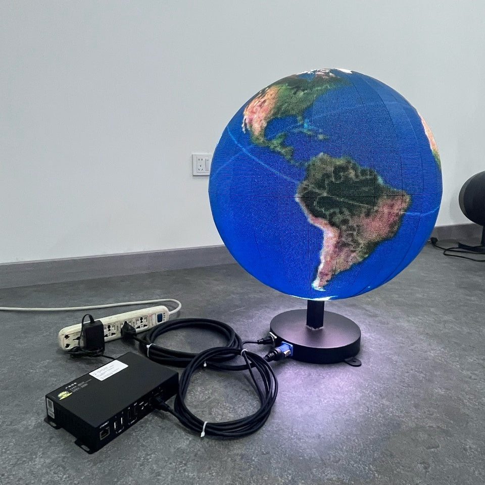 Small Indoor LED Sphere Display – Dia. 40cm / 50cm / 60cm / 85cm (1.3ft – 2.8ft), P1.86 / P2 | 360° Spherical Screen for Retail & Exhibits
