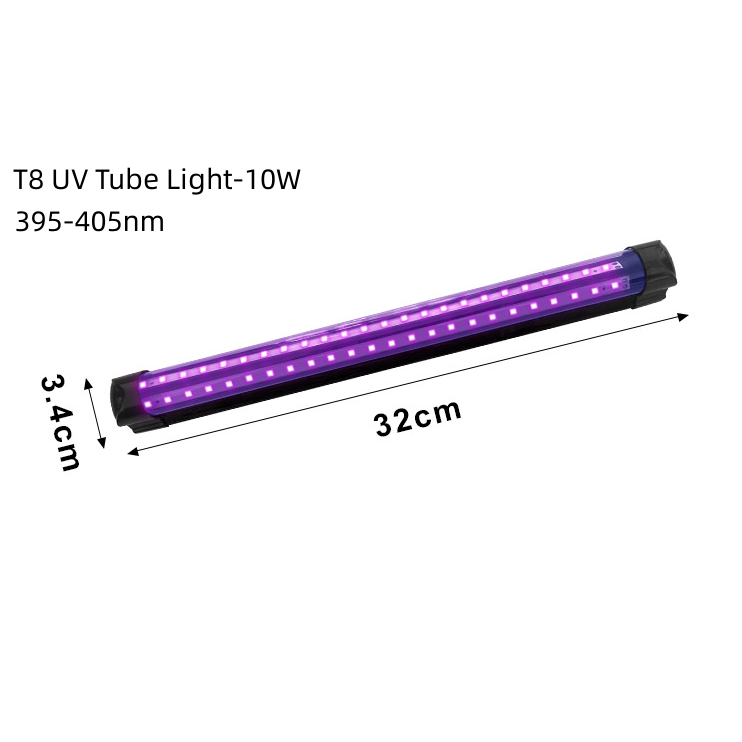 10W 12.6inches T8 LED UV 395-400nm Black Light Strip, LED Tube Light for Bedroom Halloween Decorations and Christmas Party, Fun Atmosphere, Black Light Poster 6ft Power Cord with Built-in ON/Off Switch
