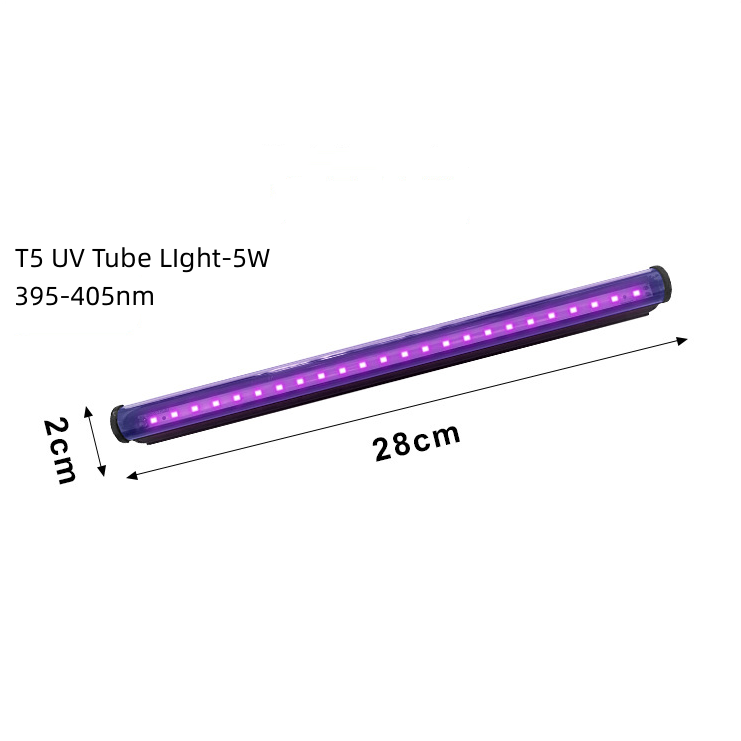 5W  11inches T5 LED UV 395-400nm Black Light Strip, Tube Light for Bedroom Halloween Decorations and Christmas Party, Fun Atmosphere, Black Light Poster 6ft Power Cord with Built-in ON/Off Switch
