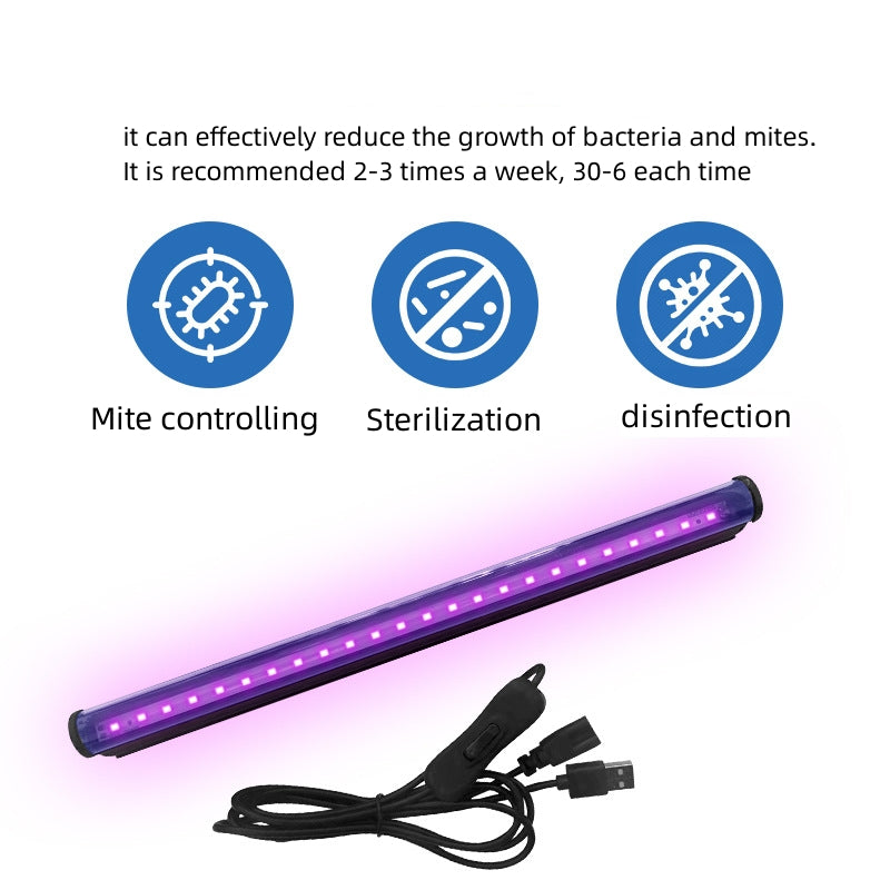 5W  11inches T5 LED UV 395-400nm Black Light Strip, Tube Light for Bedroom Halloween Decorations and Christmas Party, Fun Atmosphere, Black Light Poster 6ft Power Cord with Built-in ON/Off Switch