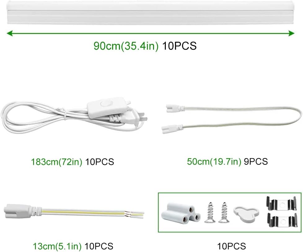 IT Series LED Shop Light – 2FT T5 Integrated Fixture | 10W | Warm/Natural/Daylight White | Linkable Utility Ceiling & Under Cabinet Tube Light | Corded Electric with Built-in On/Off Switch | 4-Pack / 10-Pack | Non-Dimmable AC90–240V