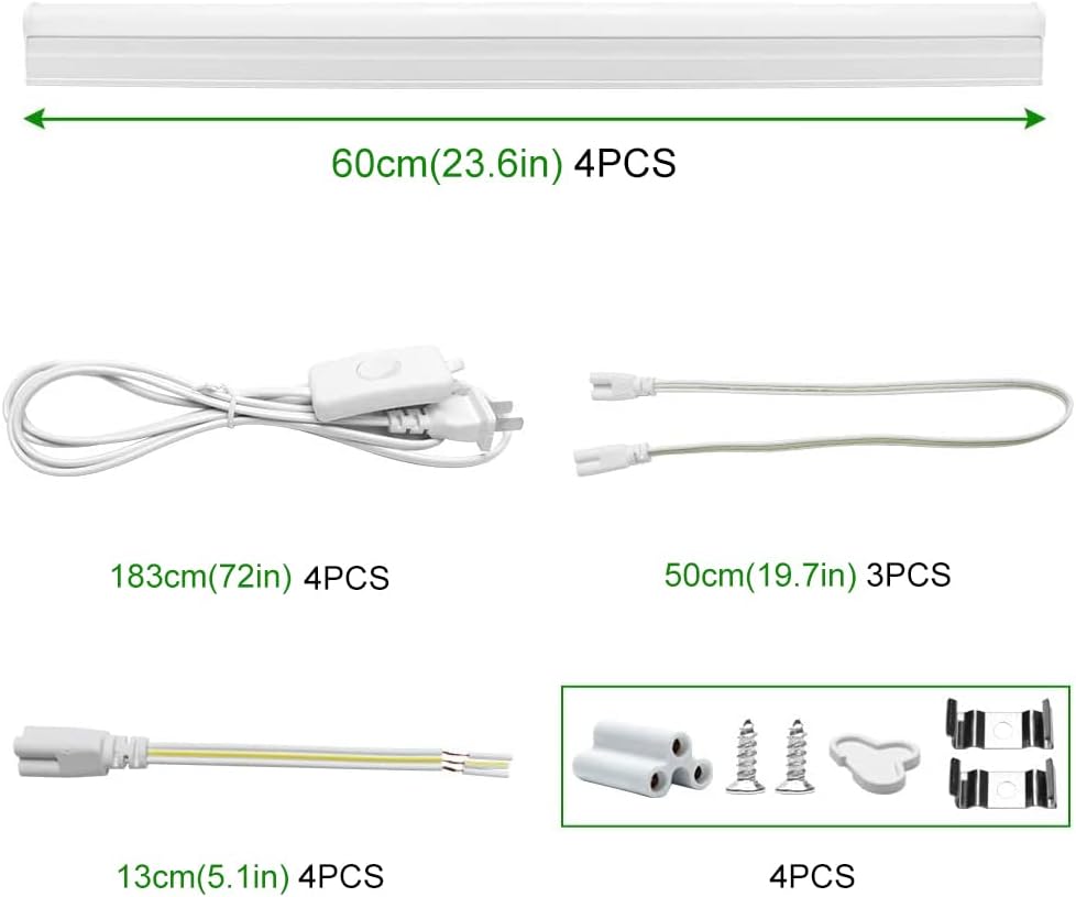 IT Series LED Shop Light – 2FT T5 Integrated Fixture | 10W | Warm/Natural/Daylight White | Linkable Utility Ceiling & Under Cabinet Tube Light | Corded Electric with Built-in On/Off Switch | 4-Pack / 10-Pack | Non-Dimmable AC90–240V