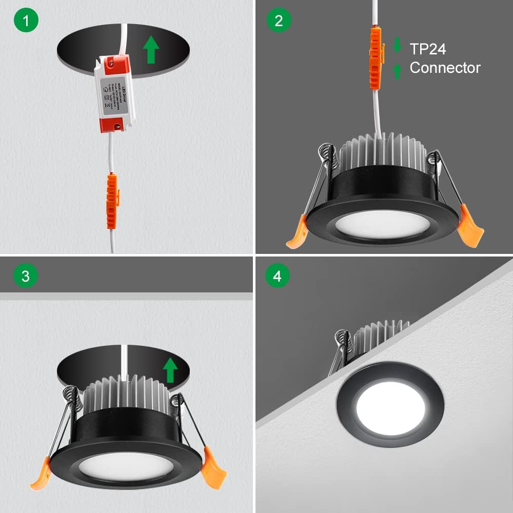 Smart WiFi Recessed Lighting | 2Inch 5W | Dimmable RGB & CCT 2700-6500K | 100–240V | Black Housing | Compatible with Alexa and Google Home | 4 / 6 / 10-Pack