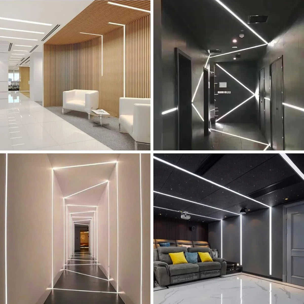 One-Sided Plaster-in Drywall LED Aluminum Channels– Fit for 1 to 12mm LED Strip | Silver | Milky White Cover | 1 / 2 / 3 Meter | Silver | Milky White Cover | 50 / 100 -Pack