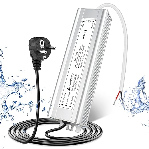 24V Waterproof LED Power Supply 30W–300W, 90–265V Input, Single/Dual Wire Output, Aluminum Housing, Outdoor LED Driver, CE/RoHS/FCC — US/UK/EU Plug & Wire Leads Options