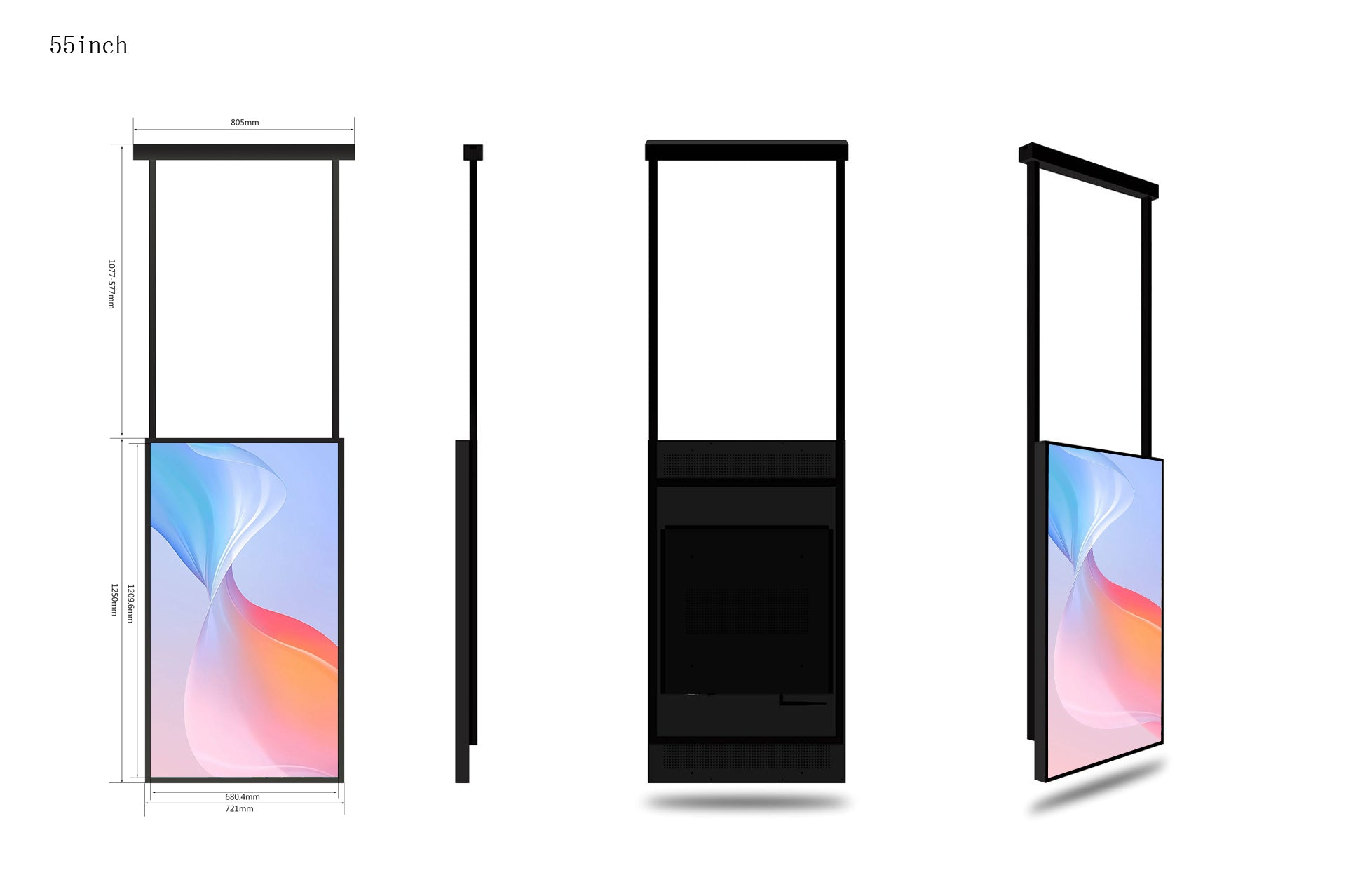 55" einseitiges 2500 Nits High Bright Window LCD-Posterdisplay, Android RK3568 2G+32G, ohne Touch, Cloud/APP/USB, Wandmontage/Bodenständer/Hängemontage