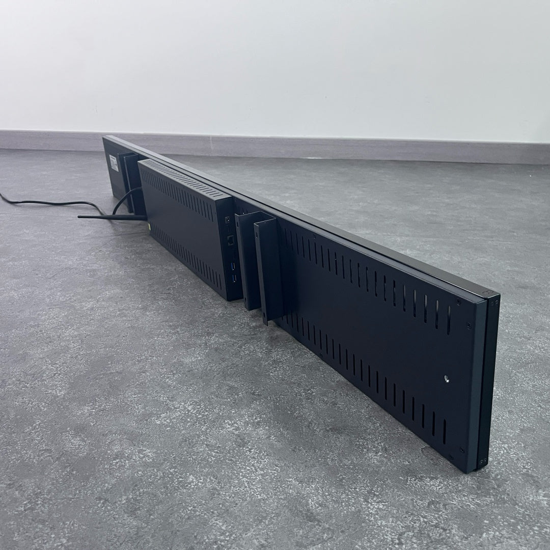 56,6 Zoll (1431 × 160 mm sichtbar) kommerzielles Android-Stretched-LCD-Balkendisplay | Ultrabreiter Regalbildschirm | Cloud / USB / Mobile App