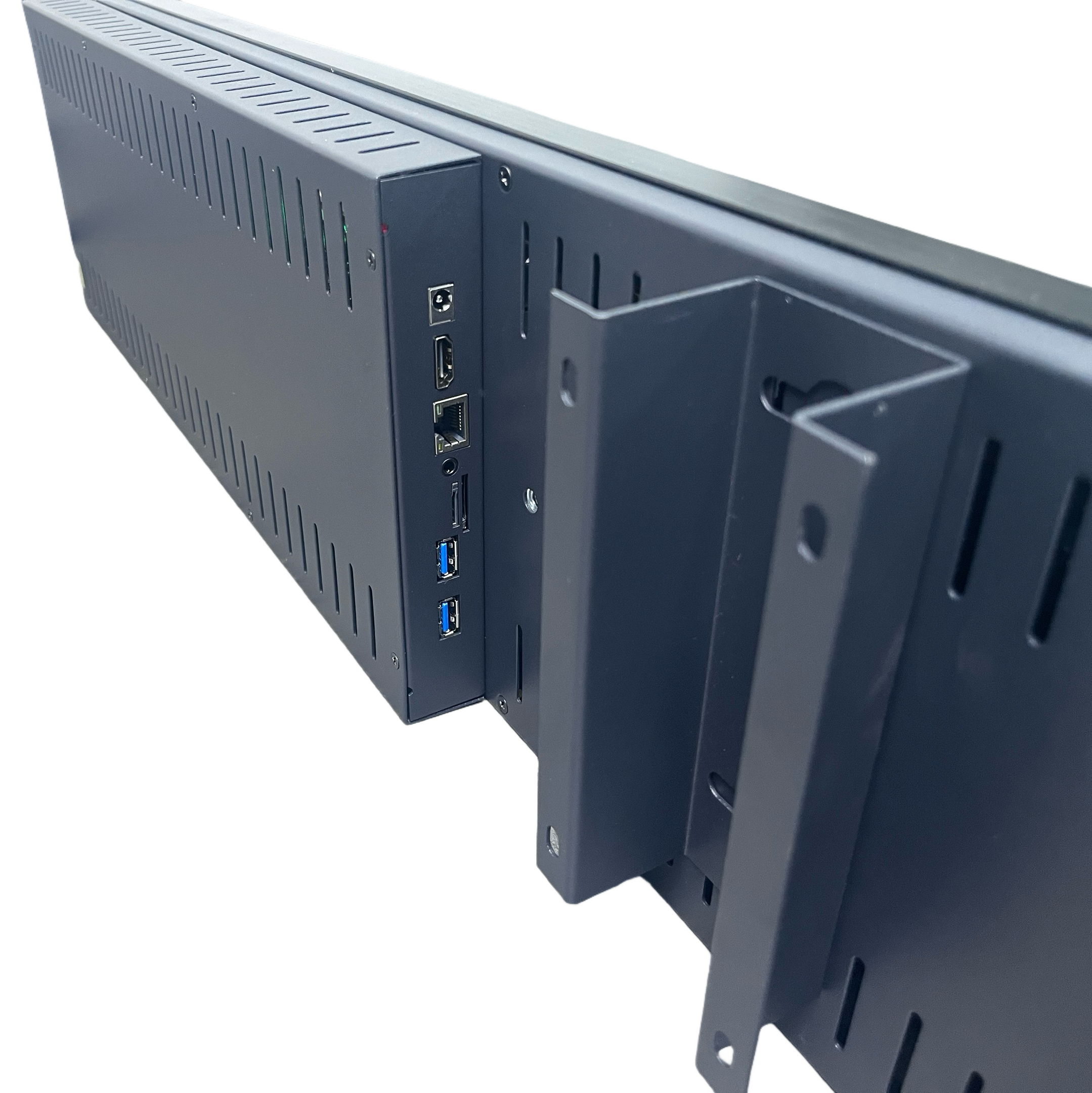 56,6 Zoll (1431 × 160 mm sichtbar) kommerzielles Android-Stretched-LCD-Balkendisplay | Ultrabreiter Regalbildschirm | Cloud / USB / Mobile App