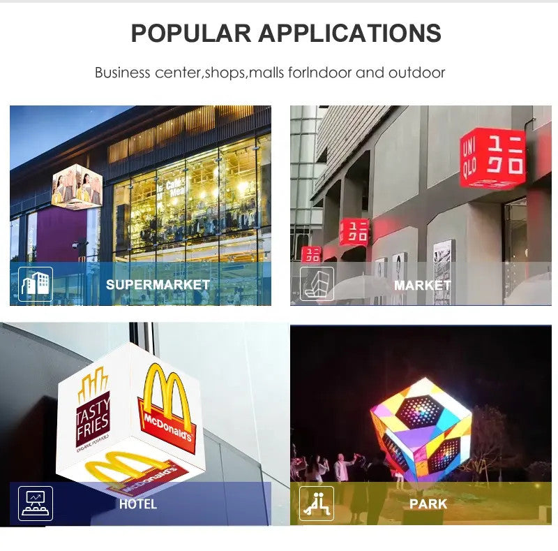MC Series Multi-Option Magic Cubic LED Display – 320–640mm | P1.8 / P2.5 / P3.91 | 5/6-Face | Indoor & Outdoor | Display Cube for Retail & Events
