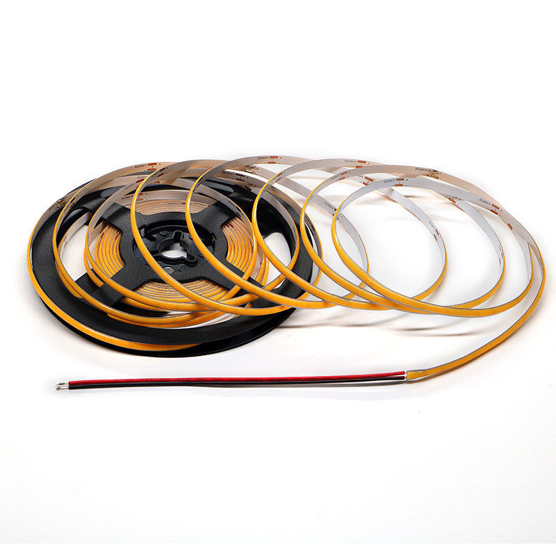 FCOB Slim Flexible LED Strip Light | 5m (16.4ft) Roll | CRI90 | 3000K / 4000K / 6500K | 480 LEDs/m | 12V 8W | 5mm PCB | Dimmable Indoor IP00 Ribbon