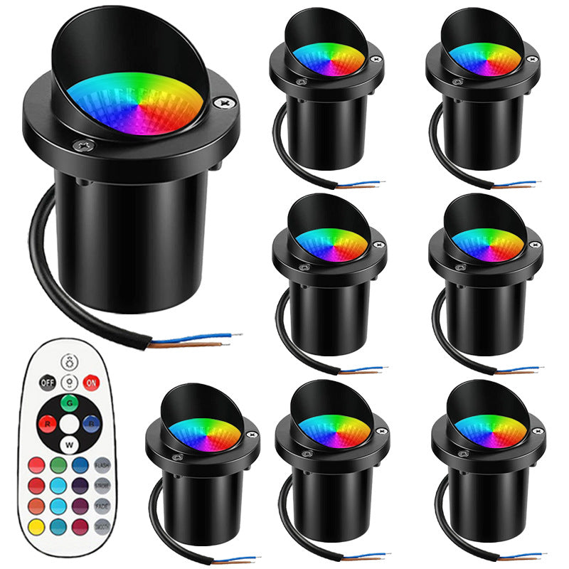 5Watt Low Voltage RGBWW (RGB and 3000K Warm White) LED Well Lights Anti-glare Landscape Lighting IP65 Waterproof Outdoor 12V-24V Ground Lights for Garden Yard Driveway(8Pack)