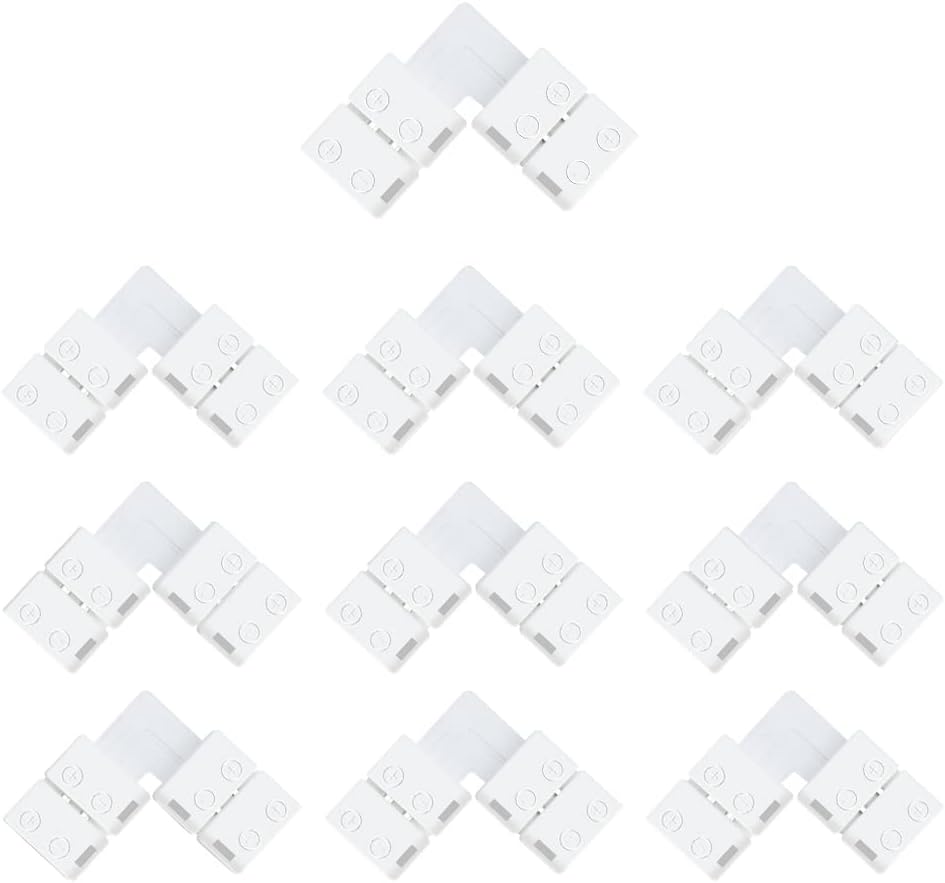 LED Strip Connectors – 10mm 2Pin Solderless Clips | Strip to Wire / Strip to Strip / DC Adapter / L / T – 10-Pack | Local Stock US/UK