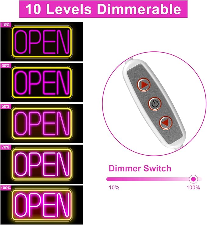 LED-Neonschild „OPEN“ – rechteckig | 4 Leuchtfarbenoptionen | 16×9 / 23×12 Zoll | Fensteraufhängung | Plug & Play für Schaufenster