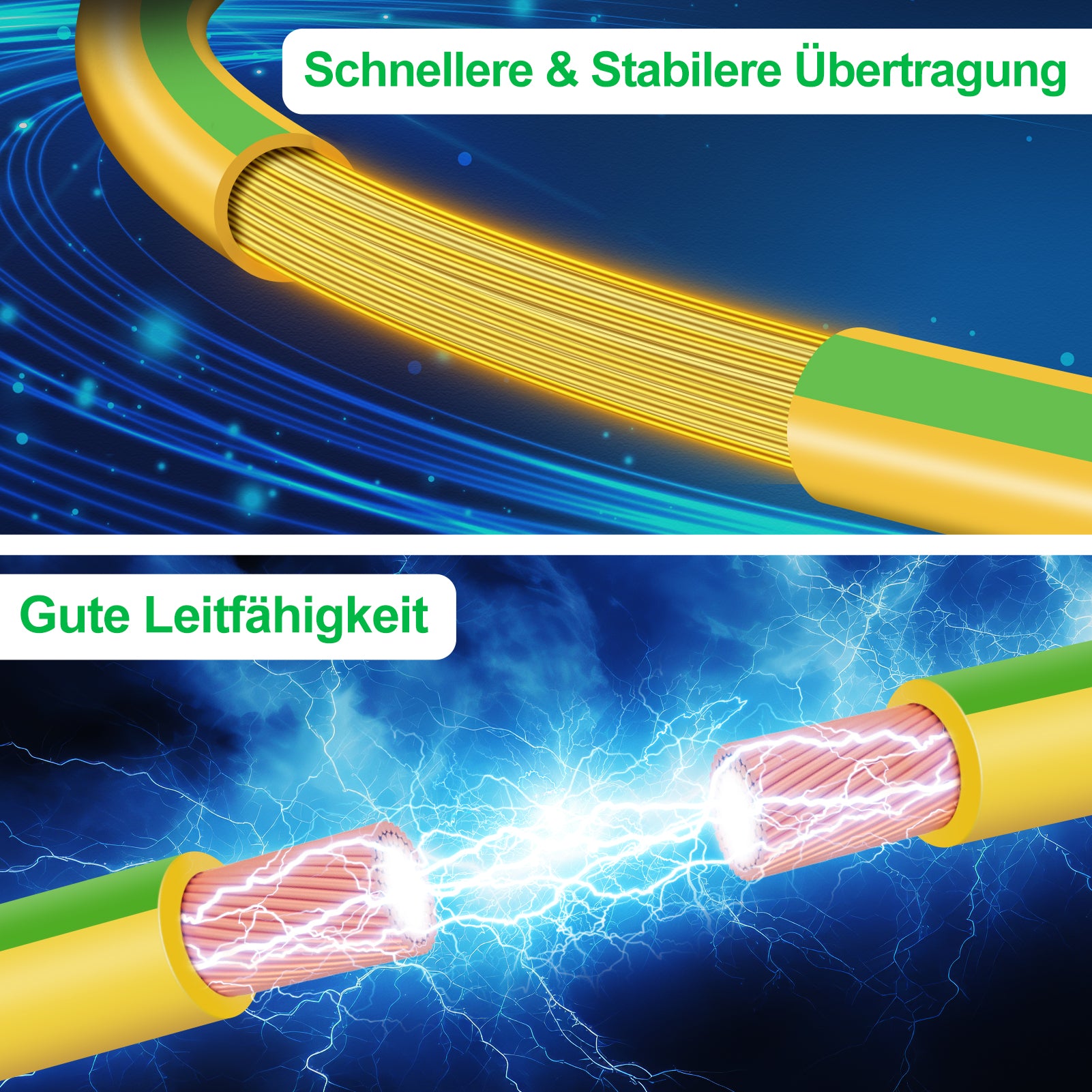 10mm² Electrical Earth Wire 10m–30m, Flexible Green-Yellow Ground Cable PVC Insulated, Heavy Duty Wiring for Grounding, Power and Industrial Installations