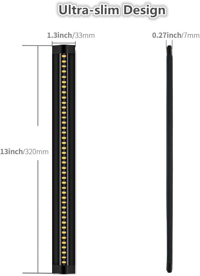 1/2/3 Pack 13 Inch Under Cabinet Light – 12V 5W | Warm / Nature White | Knob Dimmer | Adhesive Mount | Slim Design for Kitchen & Closet – Black Finish