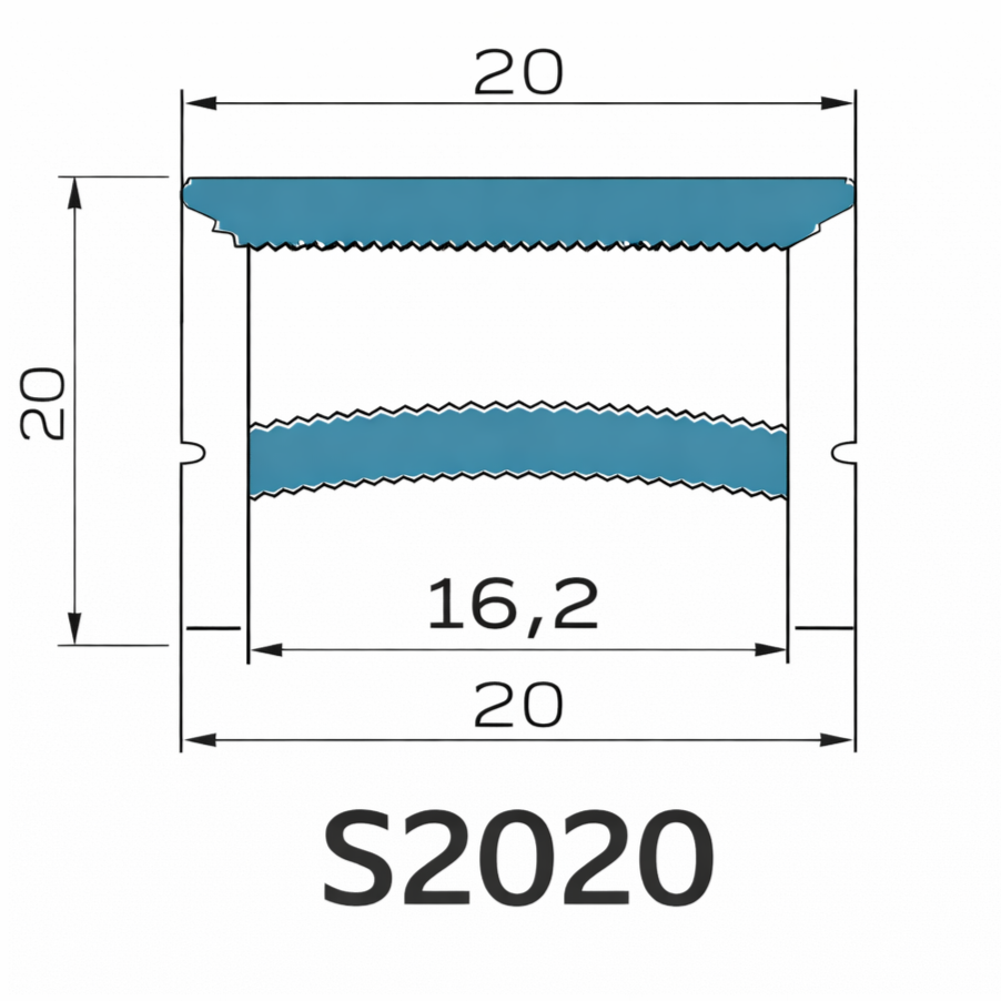 Q Series S2020 Quick Install LED Neon Light Housing | Double-Chamber Diffuser Edge-Free Structure | 20×20mm Top Emitting neon strip housing | Max Strip Width ≤16mm | LED Sign Cove Lighting | 5M/50M