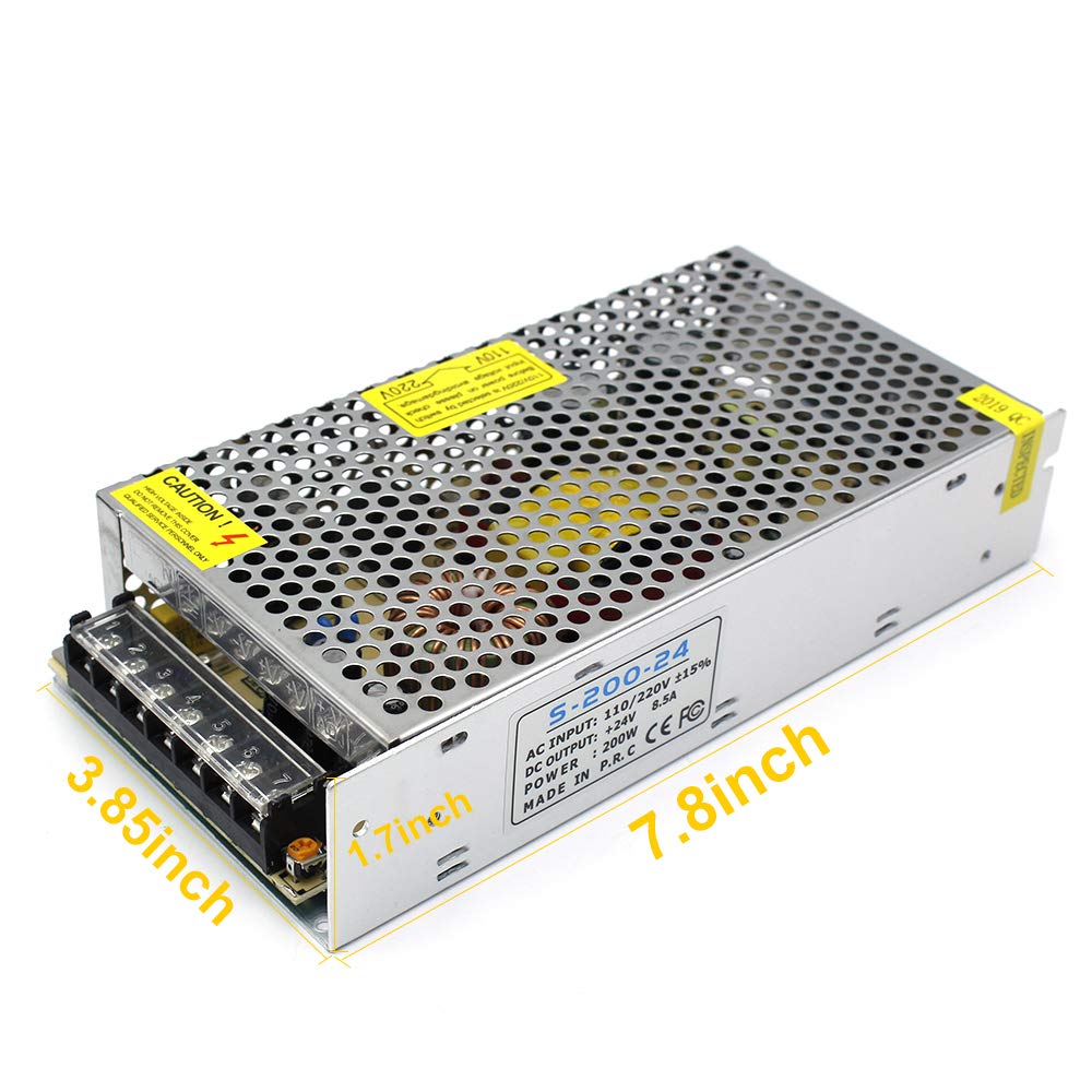 DC 12V/24V Switching Power Supply 60W–250W, AC 110/220V Input, Constant Voltage LED Driver Transformer, Metal Case with Screw Terminals, CE/FCC/RoHS Certified