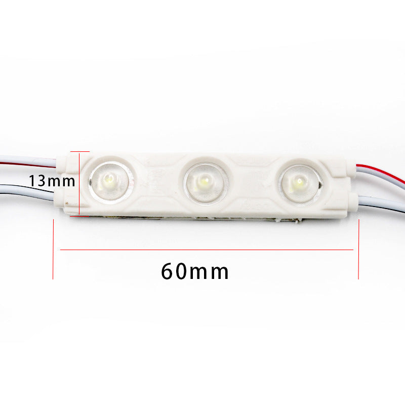 SMD2835 LED Module String – 3 LEDs/Module | 1.5 W 130 lm | 60×13 mm | DC 12 V | IP65 Waterproof with Adhesive Tape | for Light Box & Channel Letter Signage (20-pcs/String)– 10000K / 6500K / 4000K / 3000K / Red / Green / Blue / Yellow / Pink