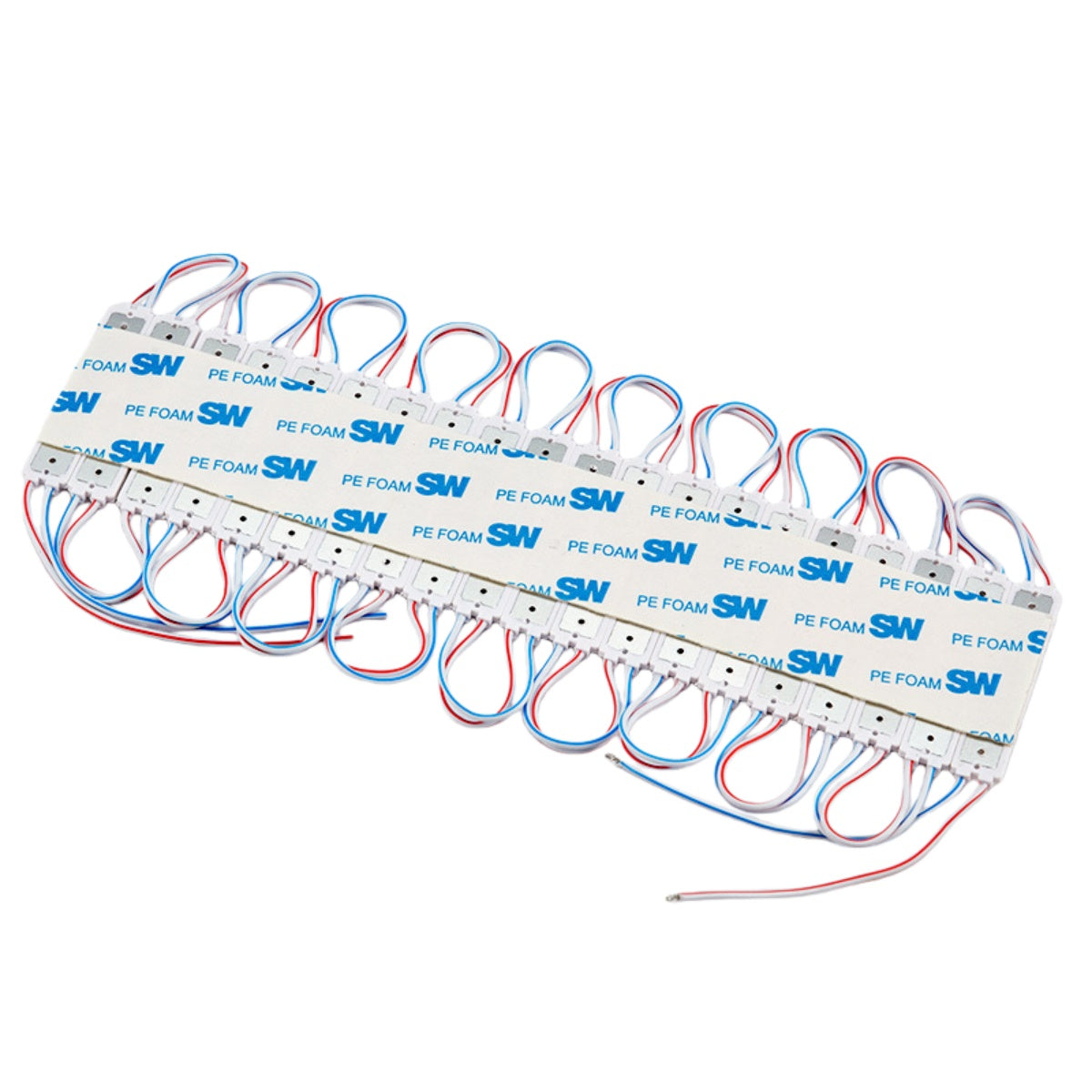 SMD2835 LED Module String – 3 LEDs/Module | 1.5 W 130 lm | 60×13 mm | DC 12 V | IP65 Waterproof with Adhesive Tape | for Light Box & Channel Letter Signage (20-pcs/String)– 10000K / 6500K / 4000K / 3000K / Red / Green / Blue / Yellow / Pink