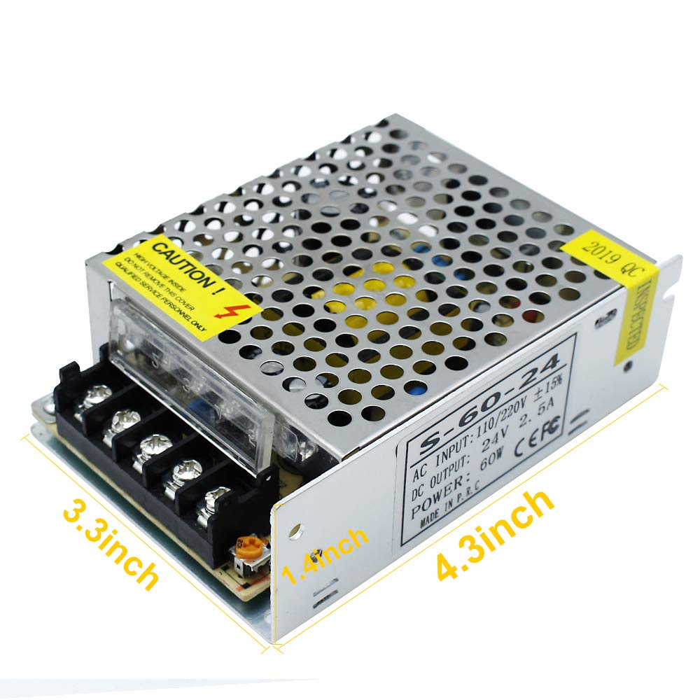 DC 12V/24V Switching Power Supply 60W–250W, AC 110/220V Input, Constant Voltage LED Driver Transformer, Metal Case with Screw Terminals, CE/FCC/RoHS Certified