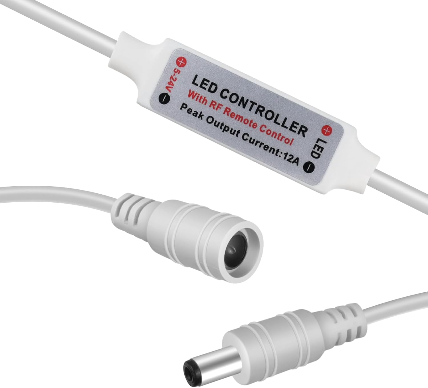 Contrôleur de bande LED – 5 V/24 V – Télécommande RF noire avec variateur | Pour bandes monochromes 5050/3528