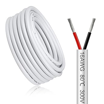 16 AWG Electrical Cable, 2/3/4/5 Core Stranded Tinned Copper Wire, Black/White PVC Sheathed Multi-Conductor Extension Cord for Wiring, 10/20/50m (33ft–165ft) Options