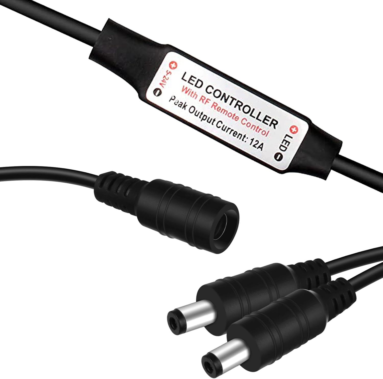 Contrôleur de bande LED – 5 V/24 V – Télécommande RF noire avec variateur | Pour bandes monochromes 5050/3528