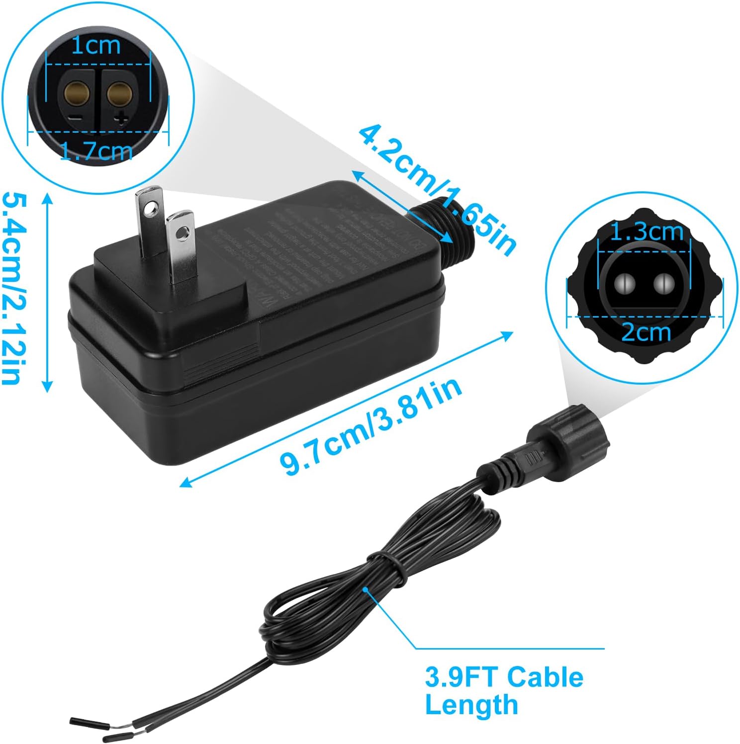 IP44 Class 2 Power Supply, AC 100–240V to DC 4.5V/12V/24V/30V Adapter Transformer, Waterproof Outdoor LED Driver for Inflatable Decorations, String Lights, Christmas Trees — US Plug