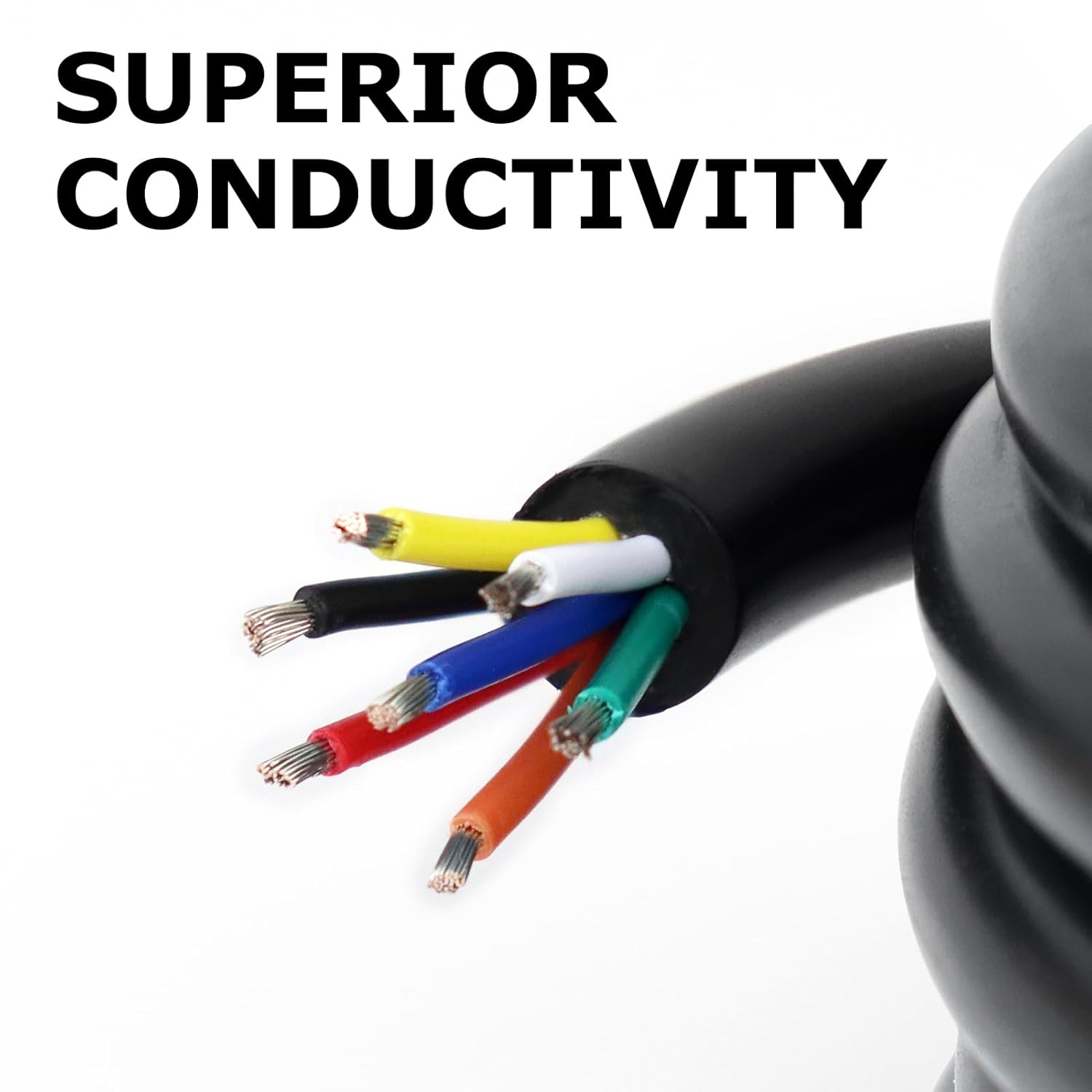 22 AWG Electrical Cable, 6/7/8 Core Stranded Tinned Copper Multi-Conductor Wire, Black/White PVC Sheathed Flexible Control Wire, 10/20/50m (33ft–165ft) Options