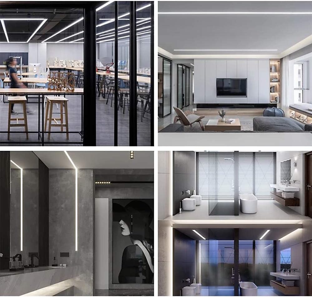 U Shape Bendable LED Aluminum Channels – Fit for 1 to 12mm LED Strip | 1Meter | Silver | Milky White Cover | With Installation Accessories | 6 -Pack | Local Stock US/UK