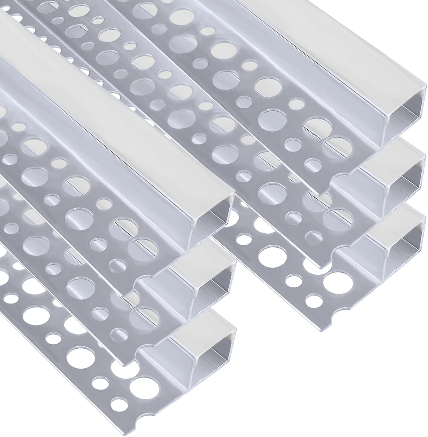 One-Sided Plaster-in Drywall LED Aluminum Channels– Fit for 1 to 12mm LED Strip | Silver | Milky White Cover | 1 / 2 / 3 Meter | Silver | Milky White Cover | 50 / 100 -Pack