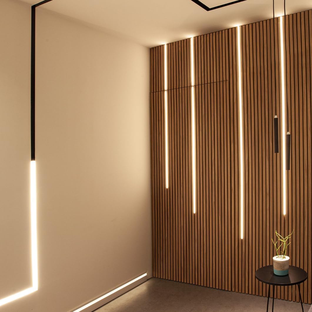 Profilés LED en aluminium double face pour cloison sèche – Compatibles avec des bandes LED de 1 à 9 mm | 1, 2 ou 3 mètres | Argent | Revêtement blanc laiteux | Lot de 50/100