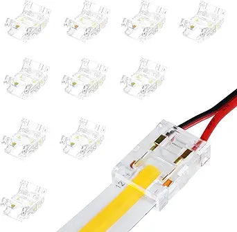 Transparent Crystal LED Strip Connectors – 10mm 2Pin Solderless Clips | Strip to Wire / Strip to Strip / DC Adapter – Local Stock US/UK