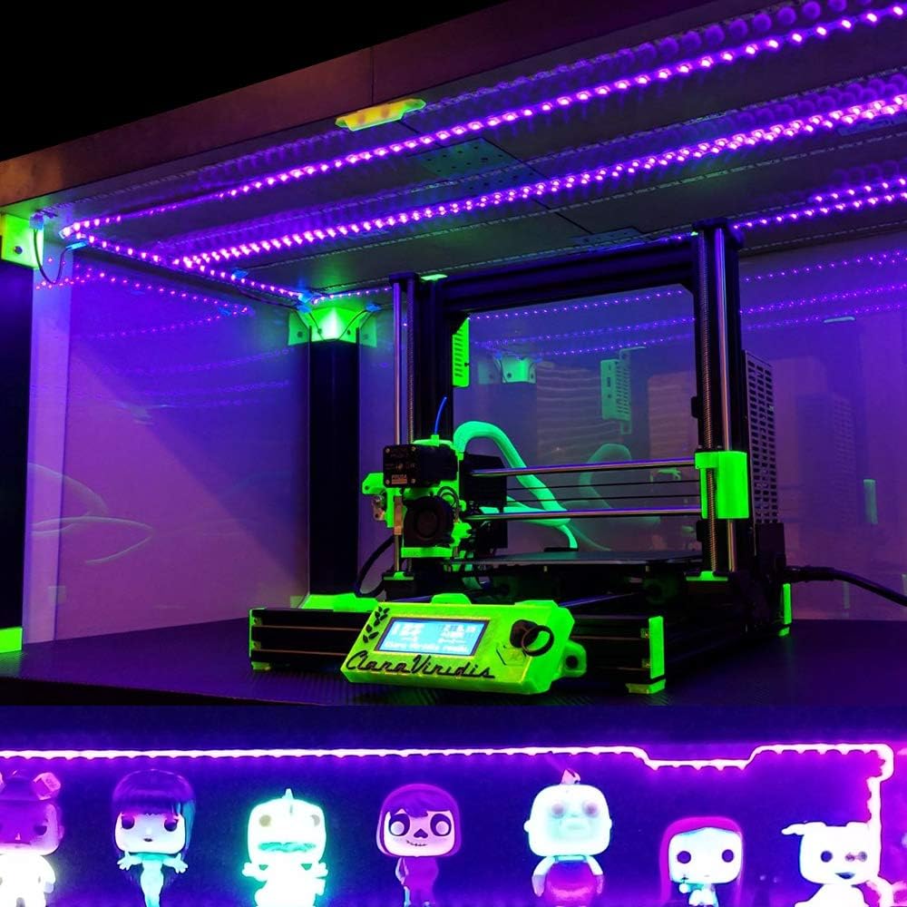 24W / 60W UV Black Light LED Strip – 16.4FT / 5M | SMD2835 | 60 LEDs/m (300 LEDs Total) | 395–405nm | Non-Waterproof / IP65 Waterproof | With Power Supply | For Night Fishing & Black Party