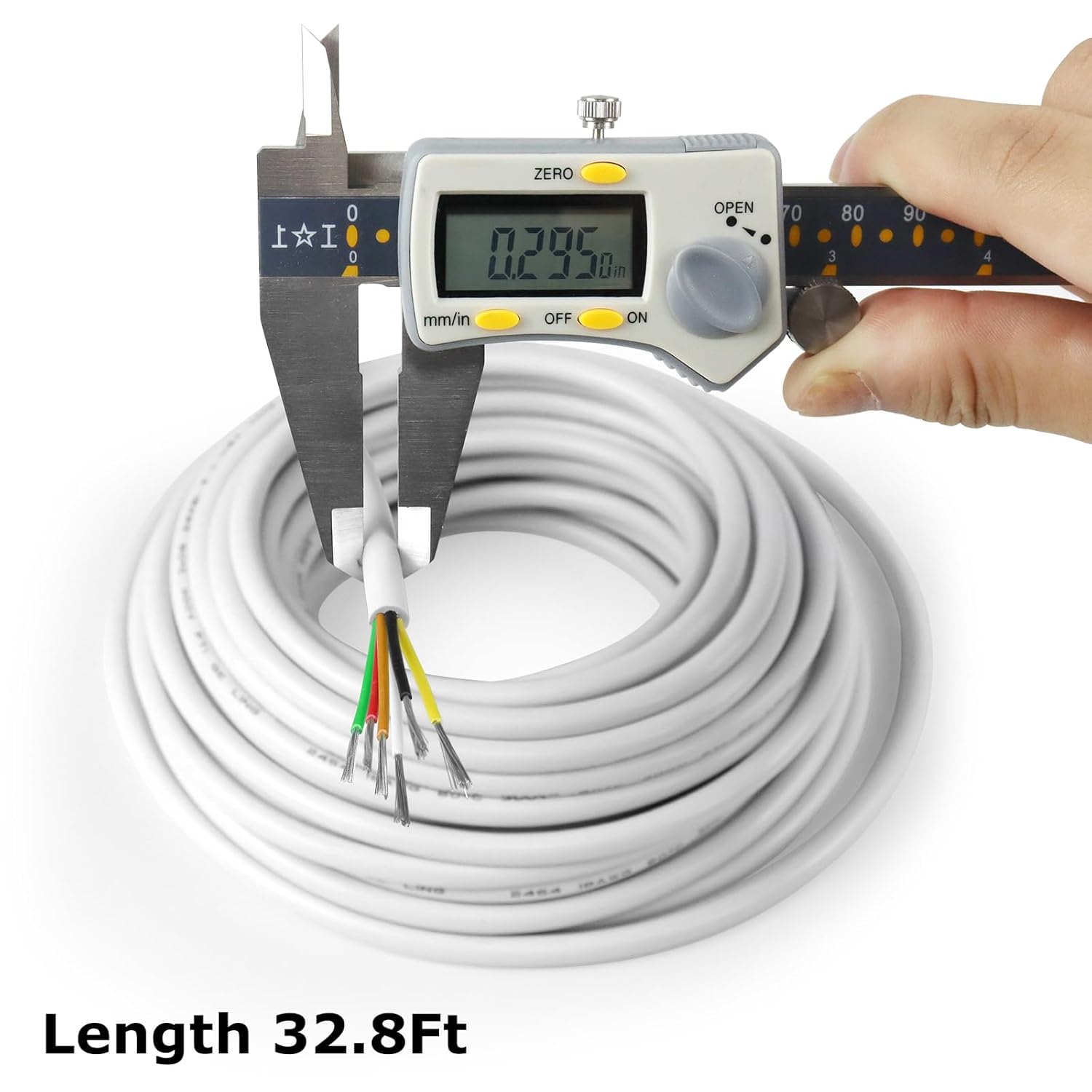 18 AWG Electrical Wire, 6/7/8 Conductor Stranded Tinned Copper Multi-Core Cable, Black/White PVC Flexible Control Extension Cord — 10/20/50m (33ft–165ft) Options