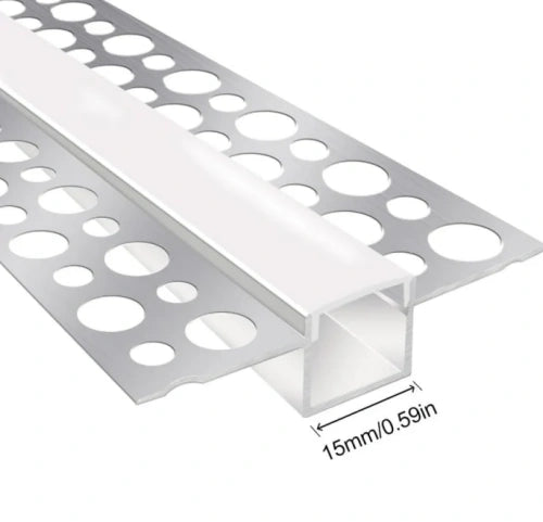 Double-Sided Plaster-in Drywall LED Aluminum Channels– Fit for 1 to 12mm LED Strip | 1Meter | Silver | Milky White Cover | 1 / 2 / 3 Meter | Silver | Milky White Cover | 50 / 100 -Pack