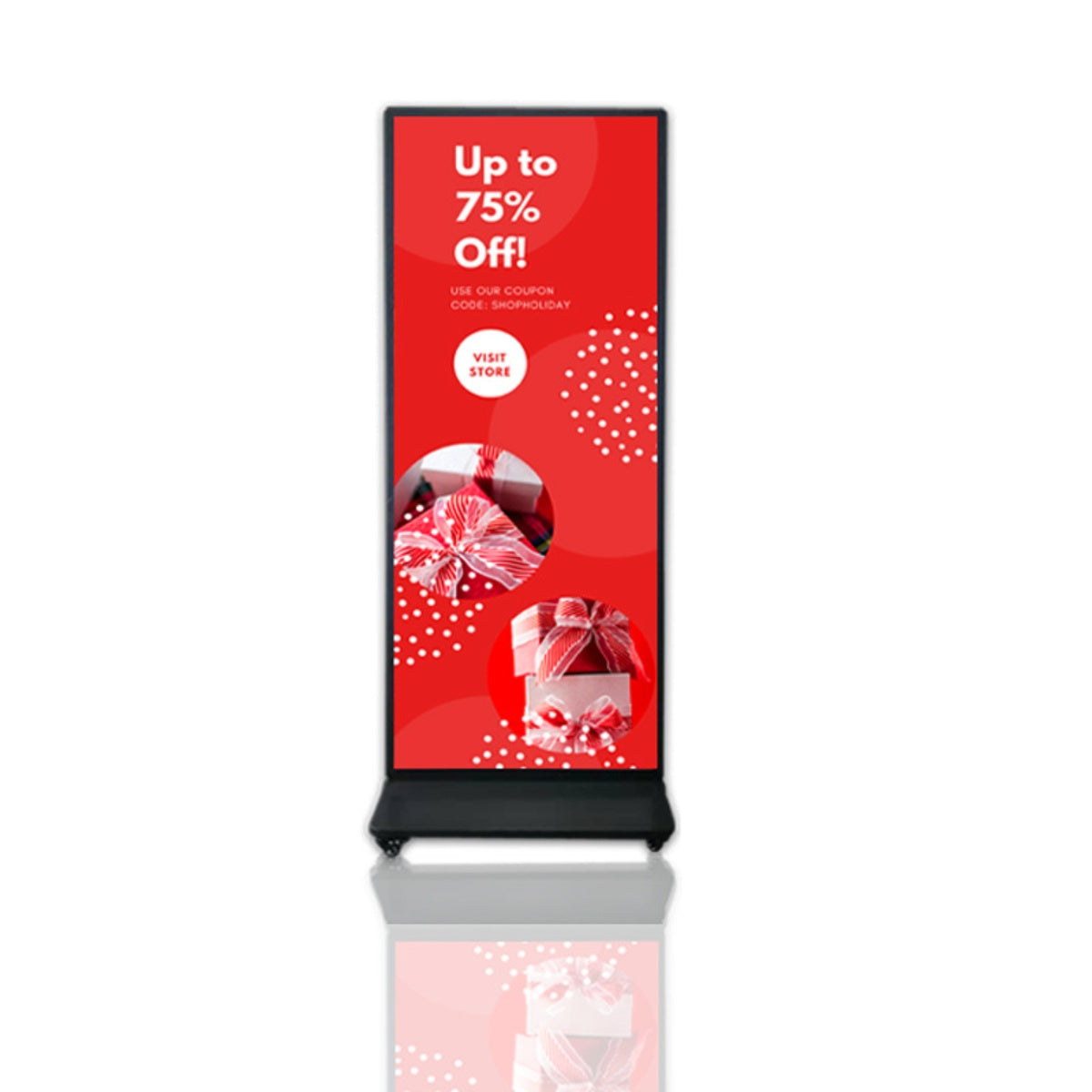 64’’ Single-Sided Full Screen Digital Signage Display, 4K UHD Indoor Floor Standing Advertising Kiosk, Android Smart Digital Poster Screen with HDMI/WiFi/USB Remote Control