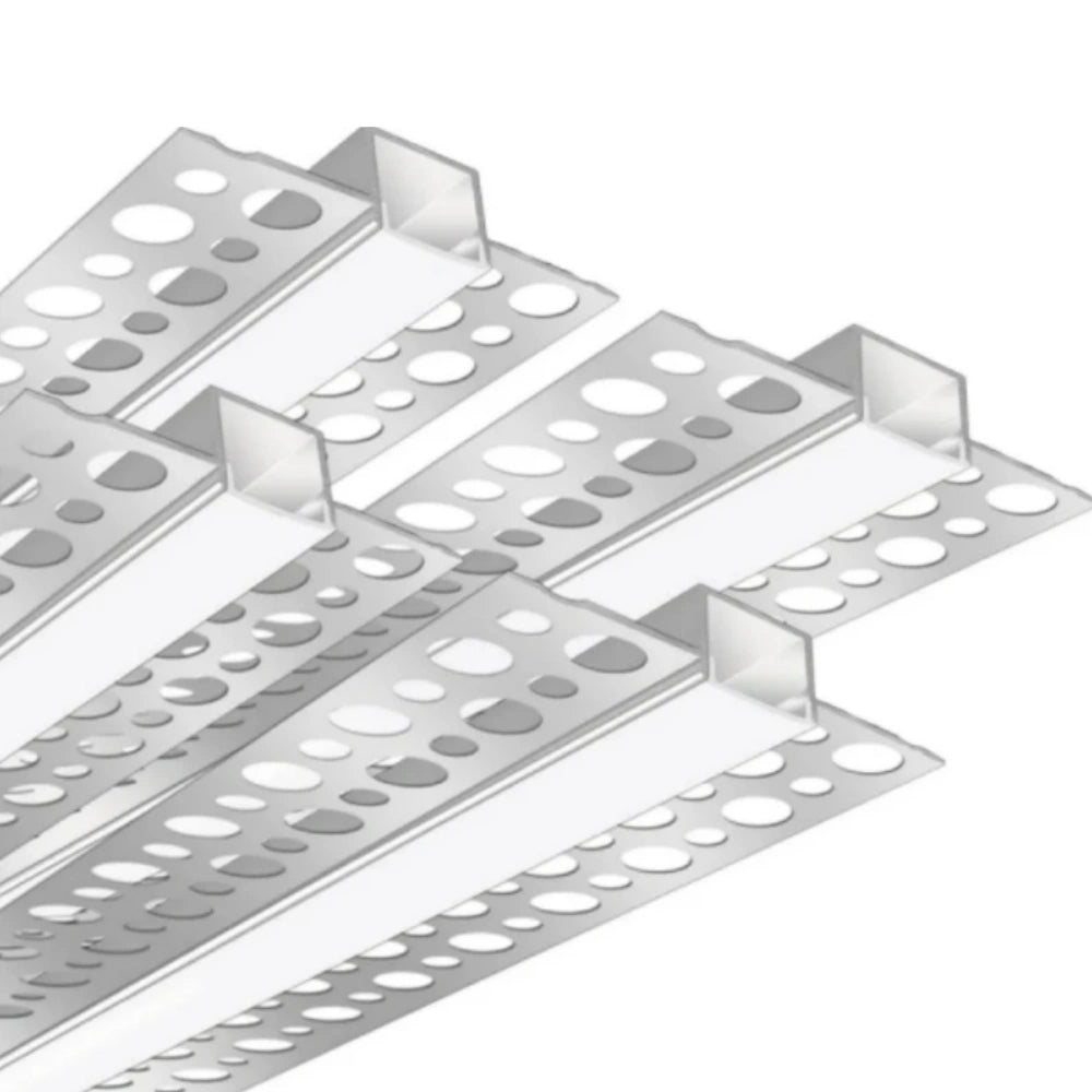 Double-Sided Plaster-in Drywall LED Aluminum Channels– Fit for 1 to 9mm LED Strip | 1Meter | Silver | Milky White Cover | 4 / 6 / 10 -Pack | Local Stock US/UK