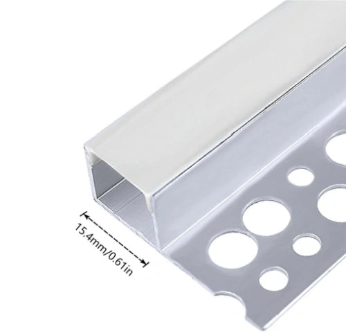 One-Sided Plaster-in Drywall LED Aluminum Channels– Fit for 1 to 12mm LED Strip | Silver | Milky White Cover | 1 / 2 / 3 Meter | Silver | Milky White Cover | 50 / 100 -Pack