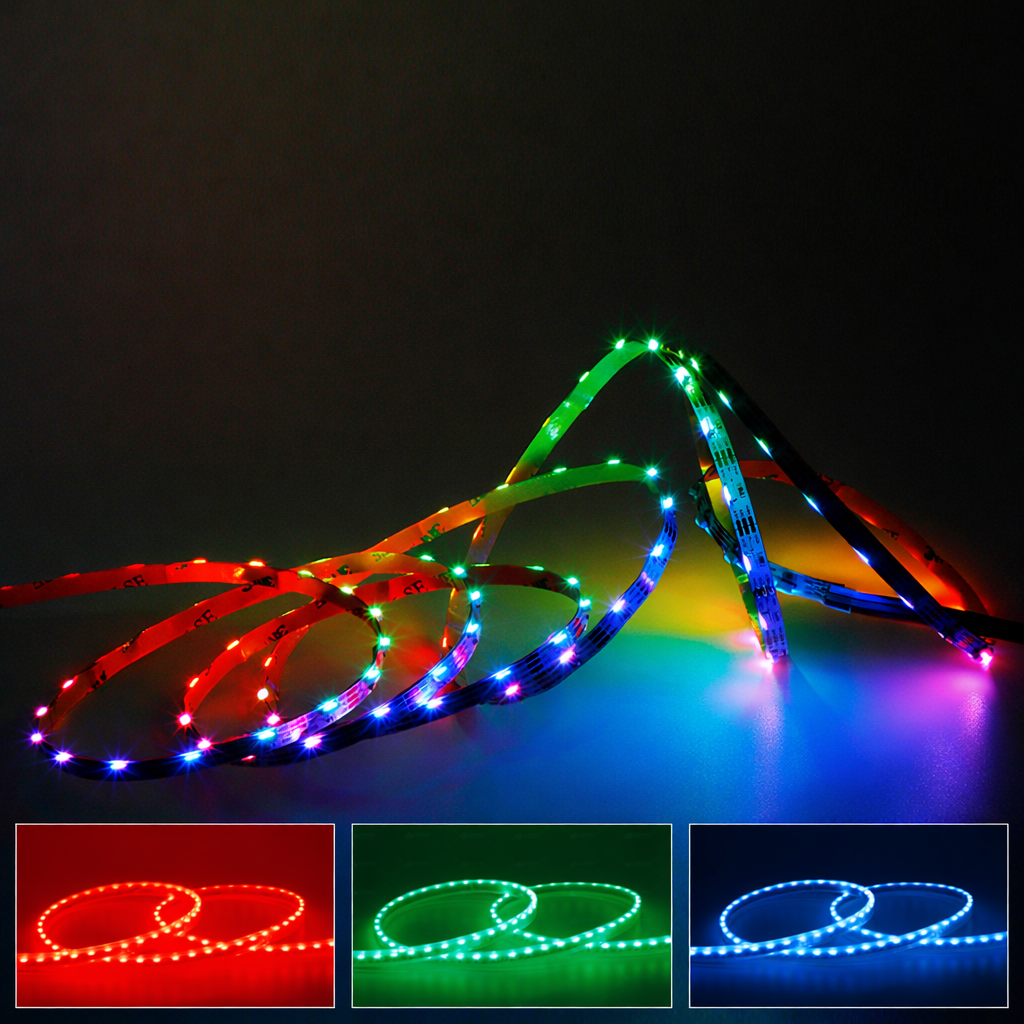 Side Emitting SMD4020 RGB LED Strip Light - DC12V | 60 LEDs/M | 5mm PCB | Non-Waterproof | for Mirror, Kitchen Cabinet, Bedroom | 5/50M