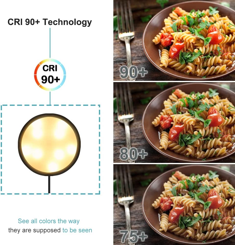 Lot de 3 spots LED pour armoire – Blanc chaud / Blanc lumière du jour | Finition noire | Adaptateur 12 V avec prise US/UK | Intensité réglable tactile | Fixation adhésive | Pour cuisine et sous-meubles