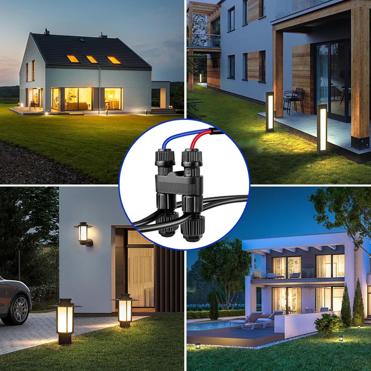 Low Voltage Wire Connectors, 12 Pack Landscape Lighting Connectors, Waterproof Fastlock2 Style Low Voltage Landscape Wire Connectors for 12–18 Gauge Wire, Pathway & Garden Lights