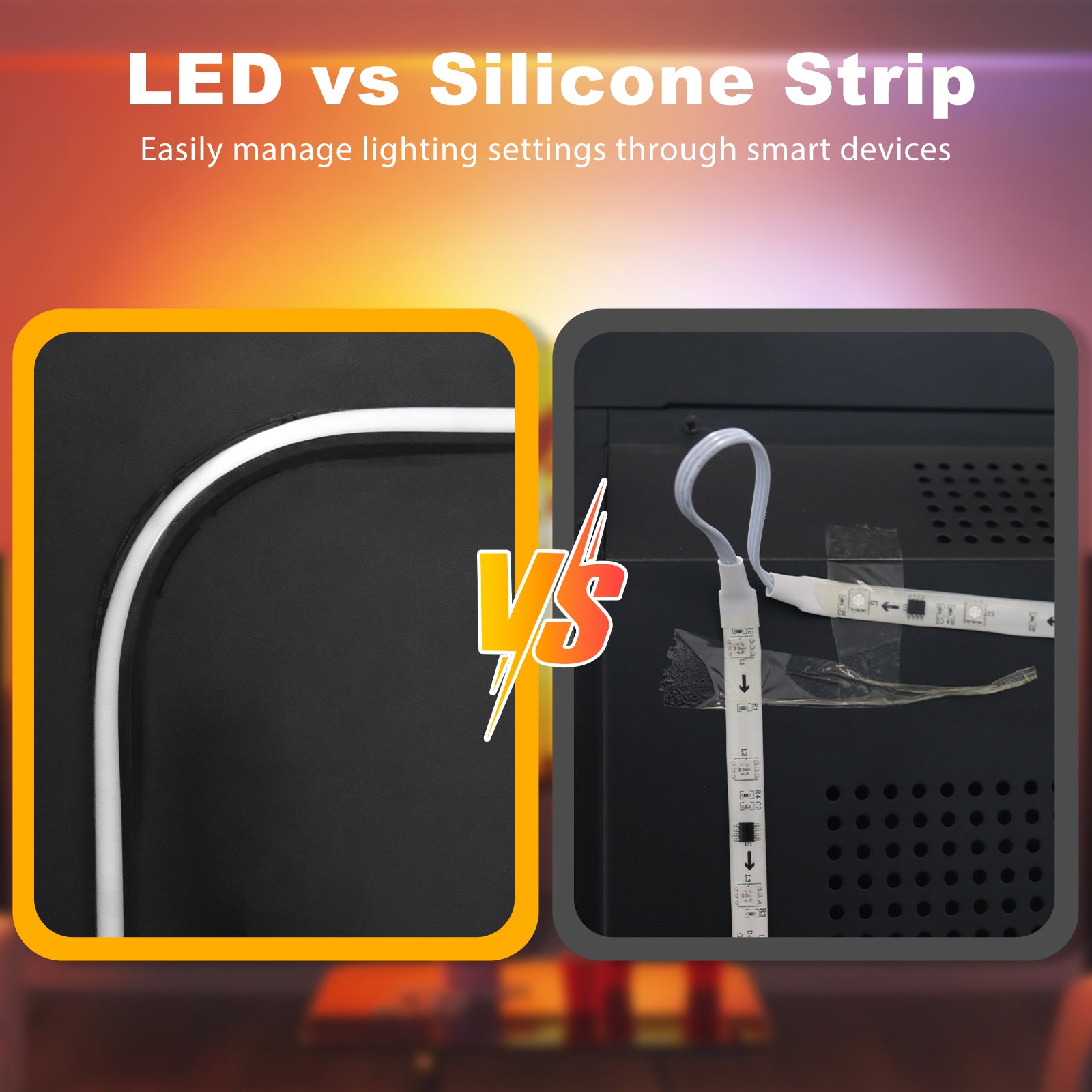 LightingWill CST1 TV Backlights – Easy Installation with Silicone Sleeve for Safety, Adjustable Brightness, App-Controlled Custom Colors, and a Clean, Organized Look on the Back of Your TV!