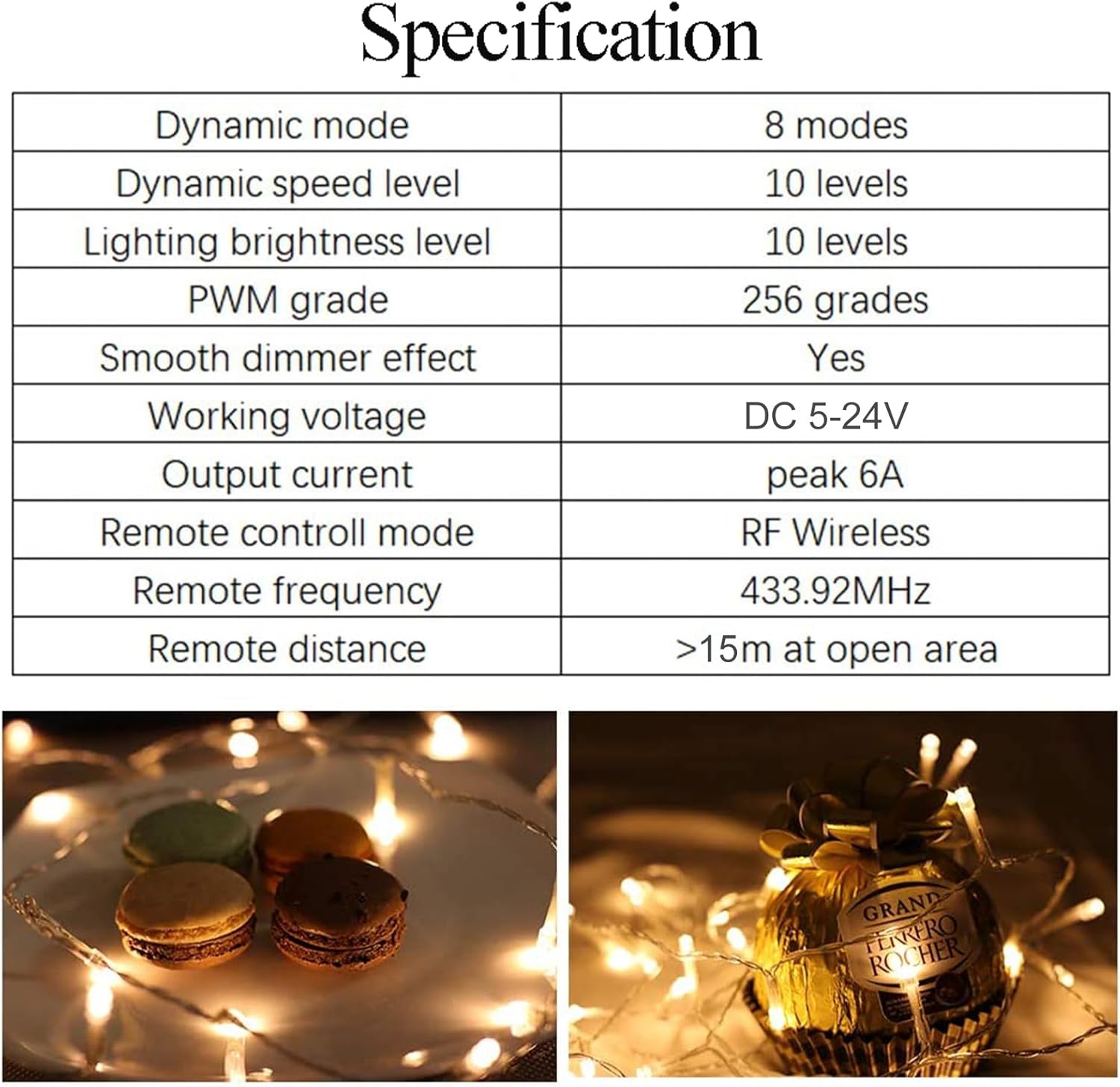 Contrôleur de bande LED – 5 V/24 V – Télécommande RF blanche avec variateur | Pour bandes monochromes 5050/3528