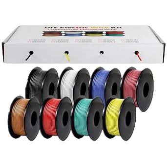 28 AWG Silikon-Stromkabel, Anschlusskabelsatz aus verzinntem Kupfer, 3–15 m pro Rolle × 8 Farben, flexible Niederspannungskabelspulen für LED, RC, Arduino, DIY